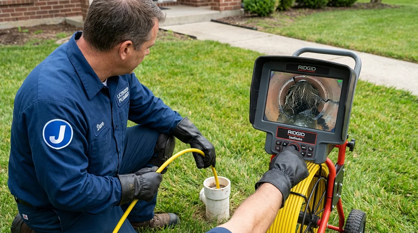 Sewer camera inspection being performed by Johns Plumbing LLC in Ord