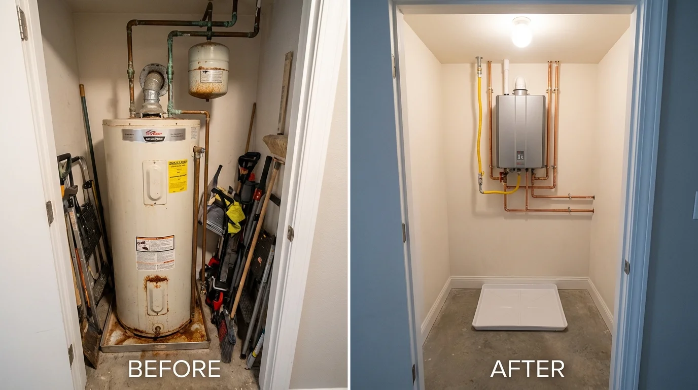 Tank water heater versus wall-mounted tankless unit comparison for Ord, NE homeowners
